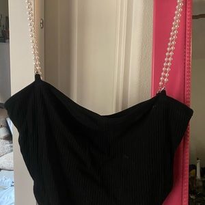 Black Tank Top With Pearl Straps
